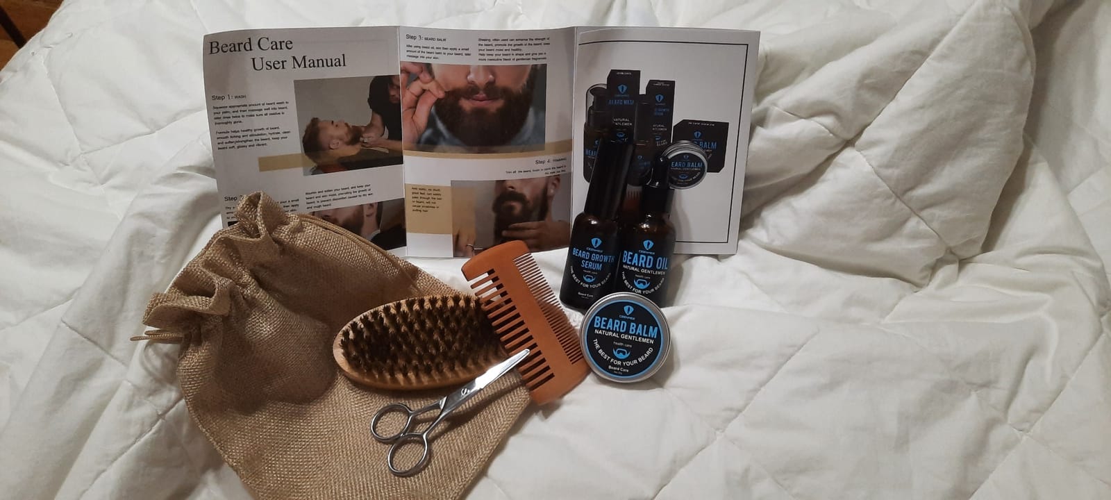 Beard Grooming Kit,Beard Kit with Beard Oil,Beard Growth Serum,Beard Wash, Beard Balm,Beard Brush, Beard Comb, Beard & Mustache Scissors Beard Growth Kit Unique Gifts for Men customer photo 1