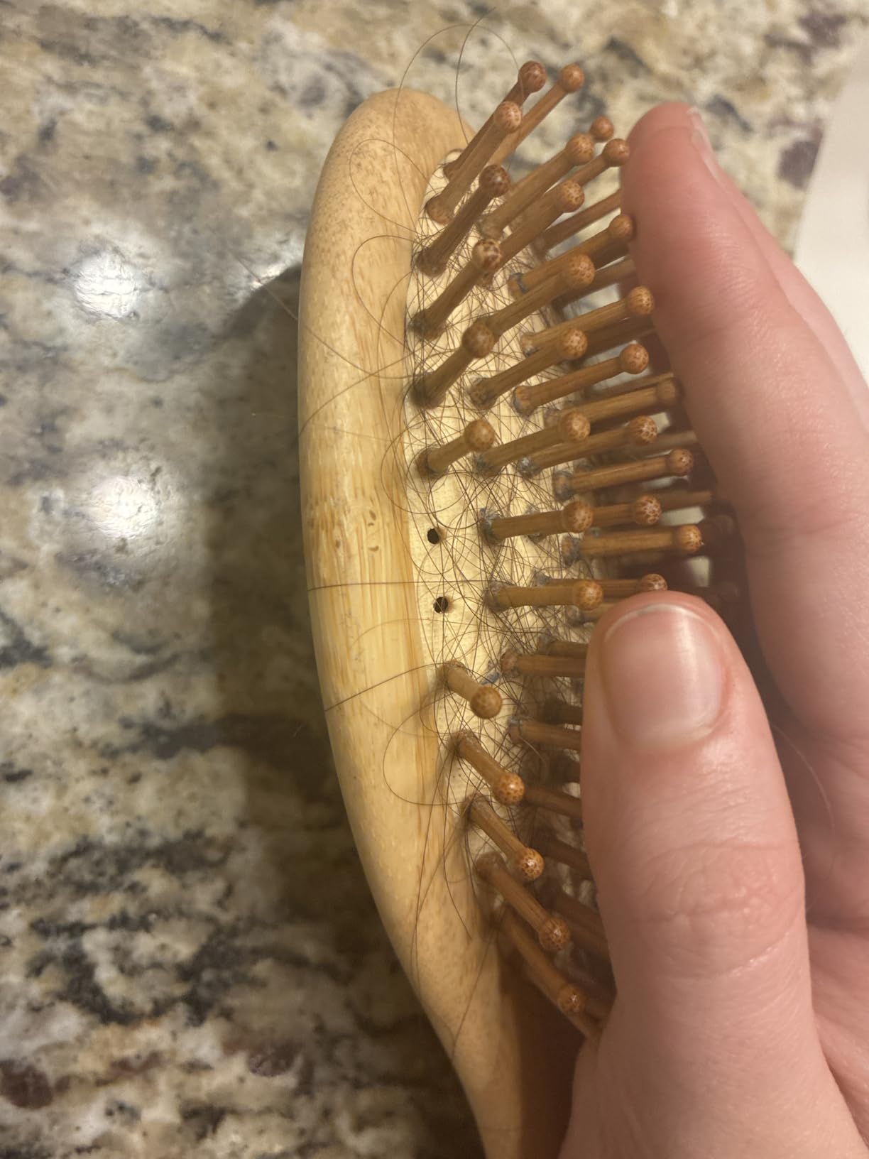 GAINWELL Bamboo Hair Brush for Hair Growth, Natural Bamboo Bristles Detangling Wooden Paddle Hairbrush for Massaging Scalp, for Women Men and Kids, for All Hair Types, with Ergonomic Handle customer photo 2