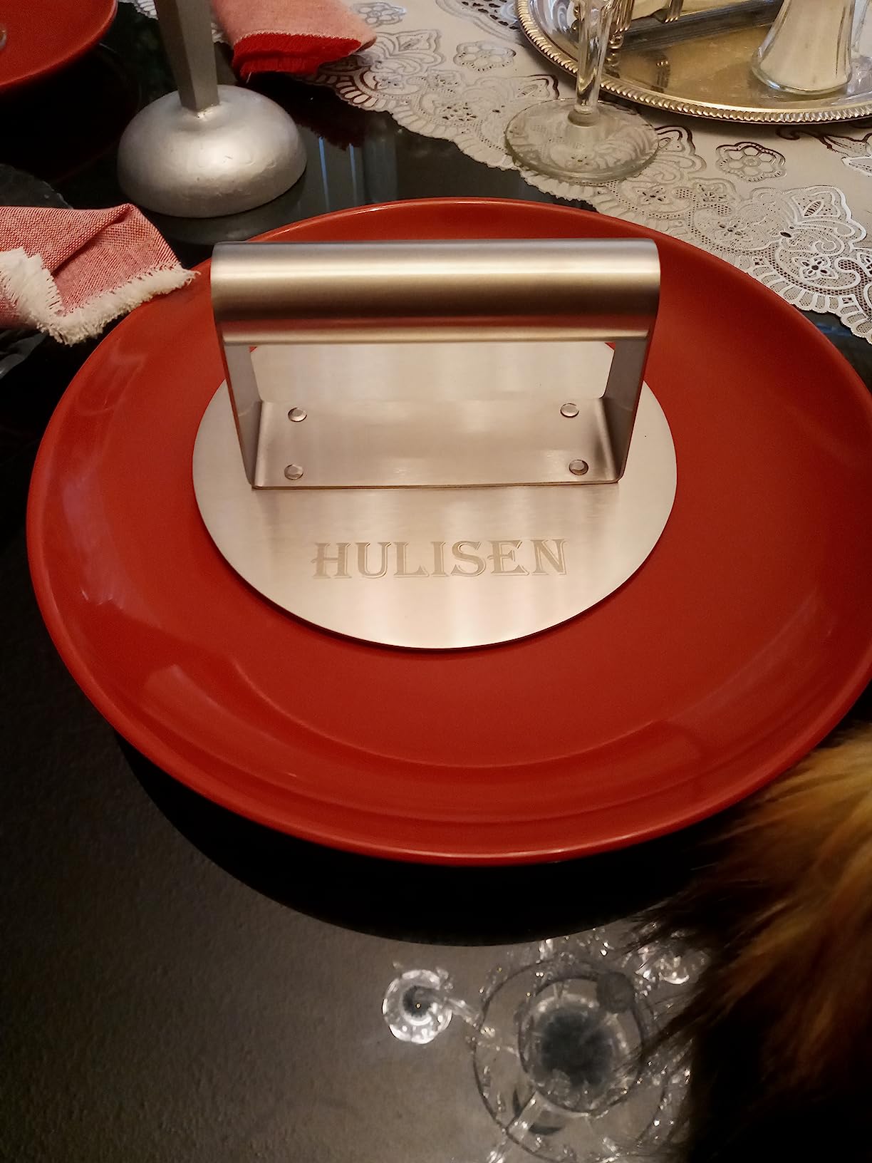 HULISEN Stainless Steel Burger Press, 6.2-Inch Round Burger Smasher customer photo 1