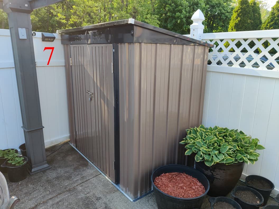 Gizoon 6x4 FT Outdoor Shed, Metal Garden Shed Lockable Doors, Dark Gray customer photo 2