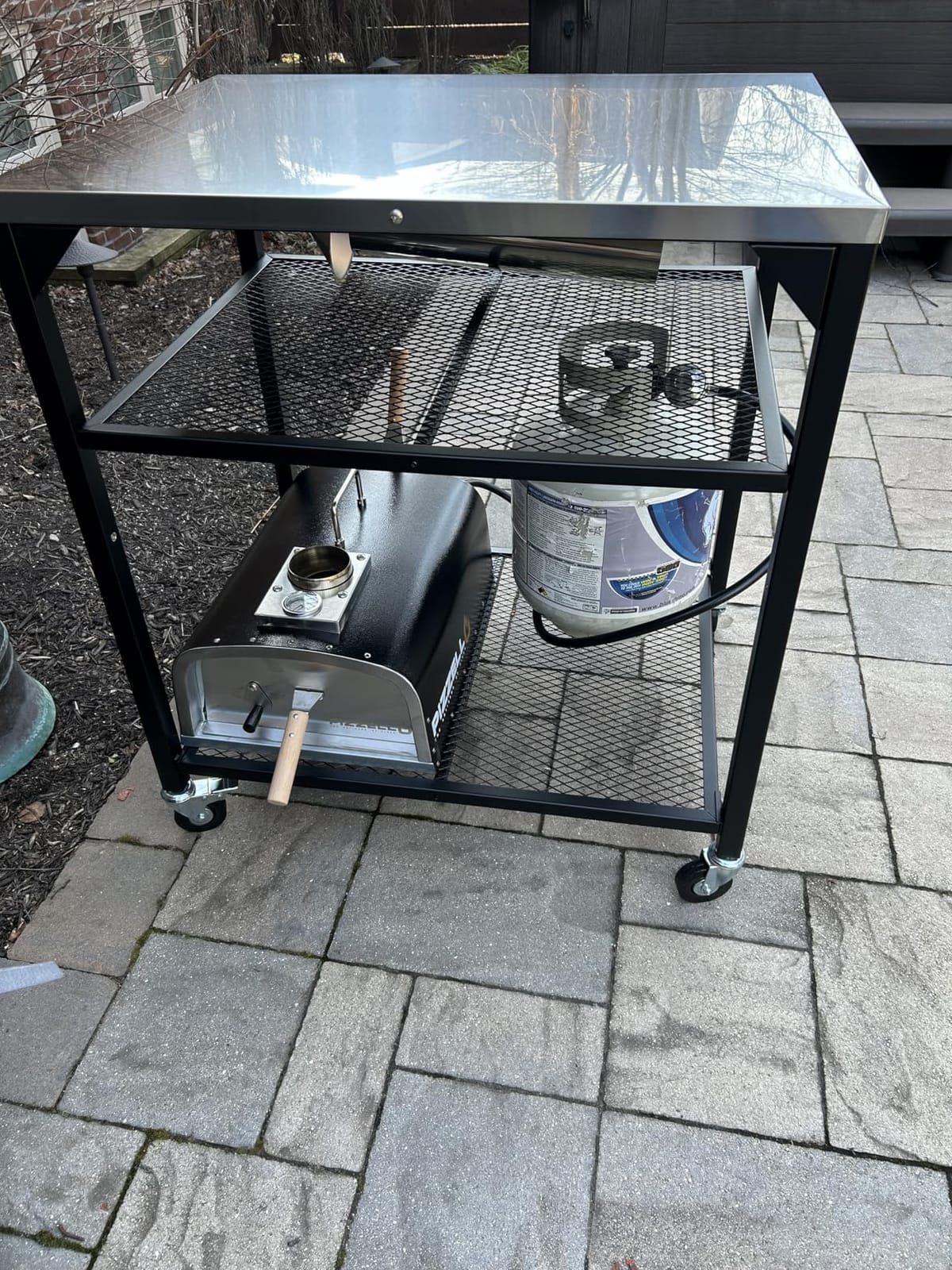 Hisencn 3-Tier Pizza Oven Table, Stainless Steel Outdoor Grill Prep Cart customer photo 1