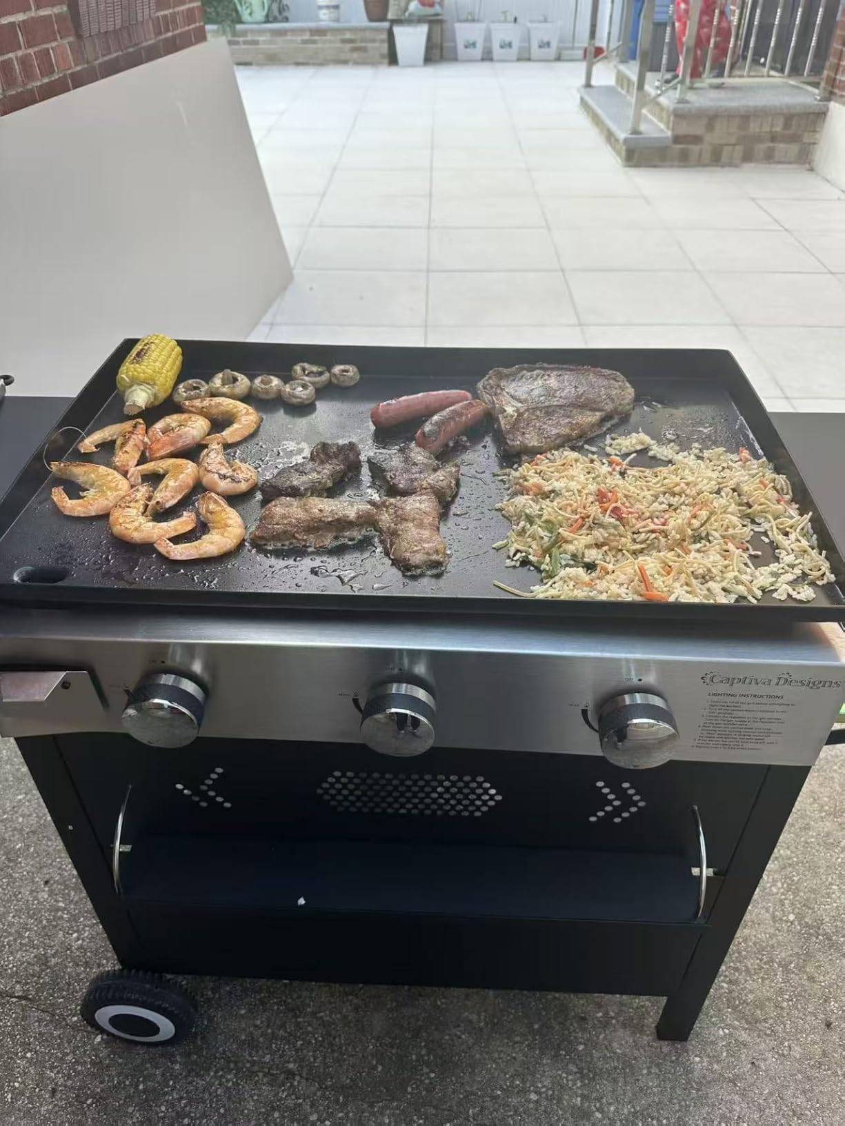 Sophia & William 28-Inch Flat Top Grill Outdoor Barbecue Griddle Black customer photo 2