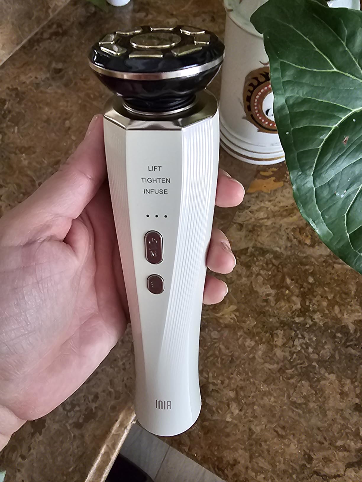 INIA FLARE 3-in-1 Red Light Therapy Beauty Device for Face & Neck White customer photo 2