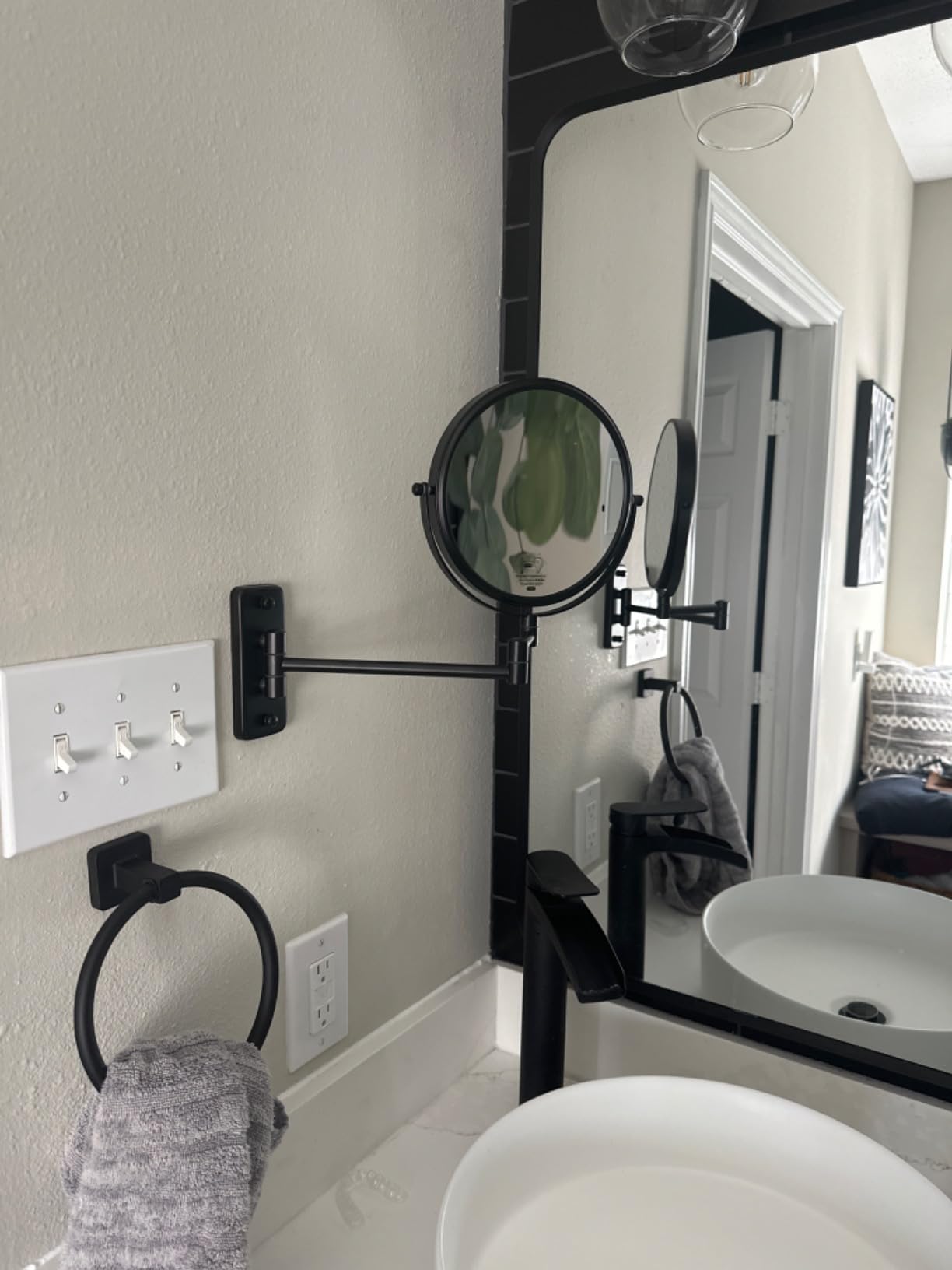 BTremary 8” Wall Mounted Magnifying Makeup Mirror 1X/7X Wall Mount Mirror Swing Arm Two-Sided 360° Swivel Bathroom Shaving Mirror for Men and Women in Hotel/Home, Chrome customer photo 1