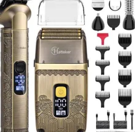 Hatteker Men Waterproof Cordless Beard Trimmer Clipper & Foil Shaver All-in-One Kit customer photo 1