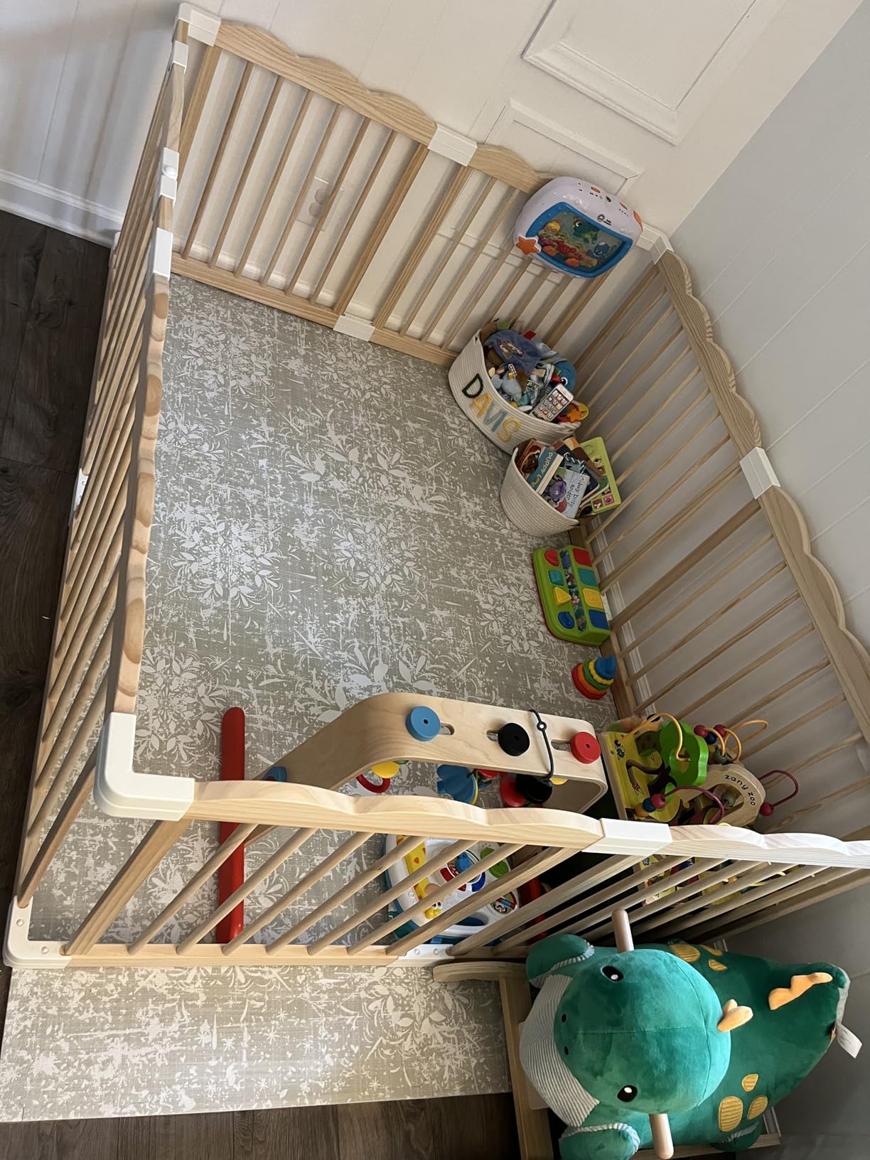 Wooden Baby Playpen 50x65x24In Adjustable Play Yard with Lock Gate customer photo 1