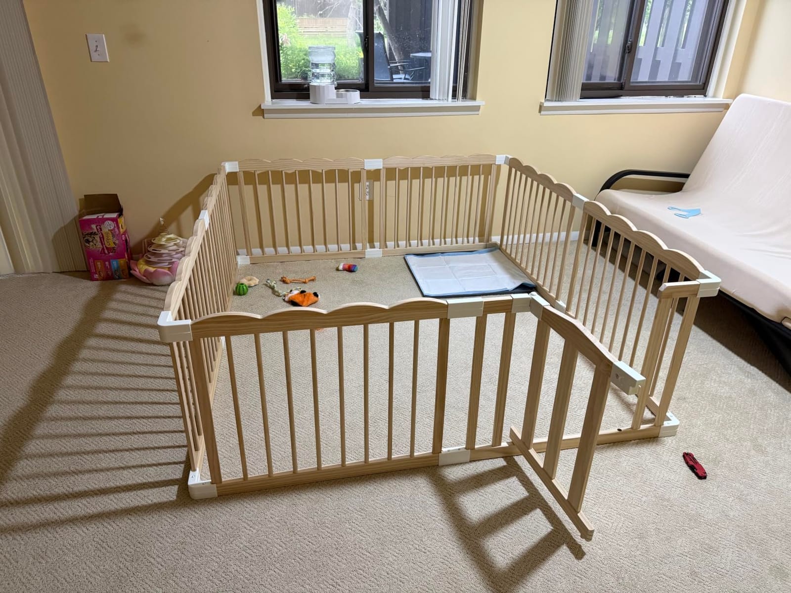 Wooden Baby Playpen 50x65x24In Adjustable Play Yard with Lock Gate customer photo 2