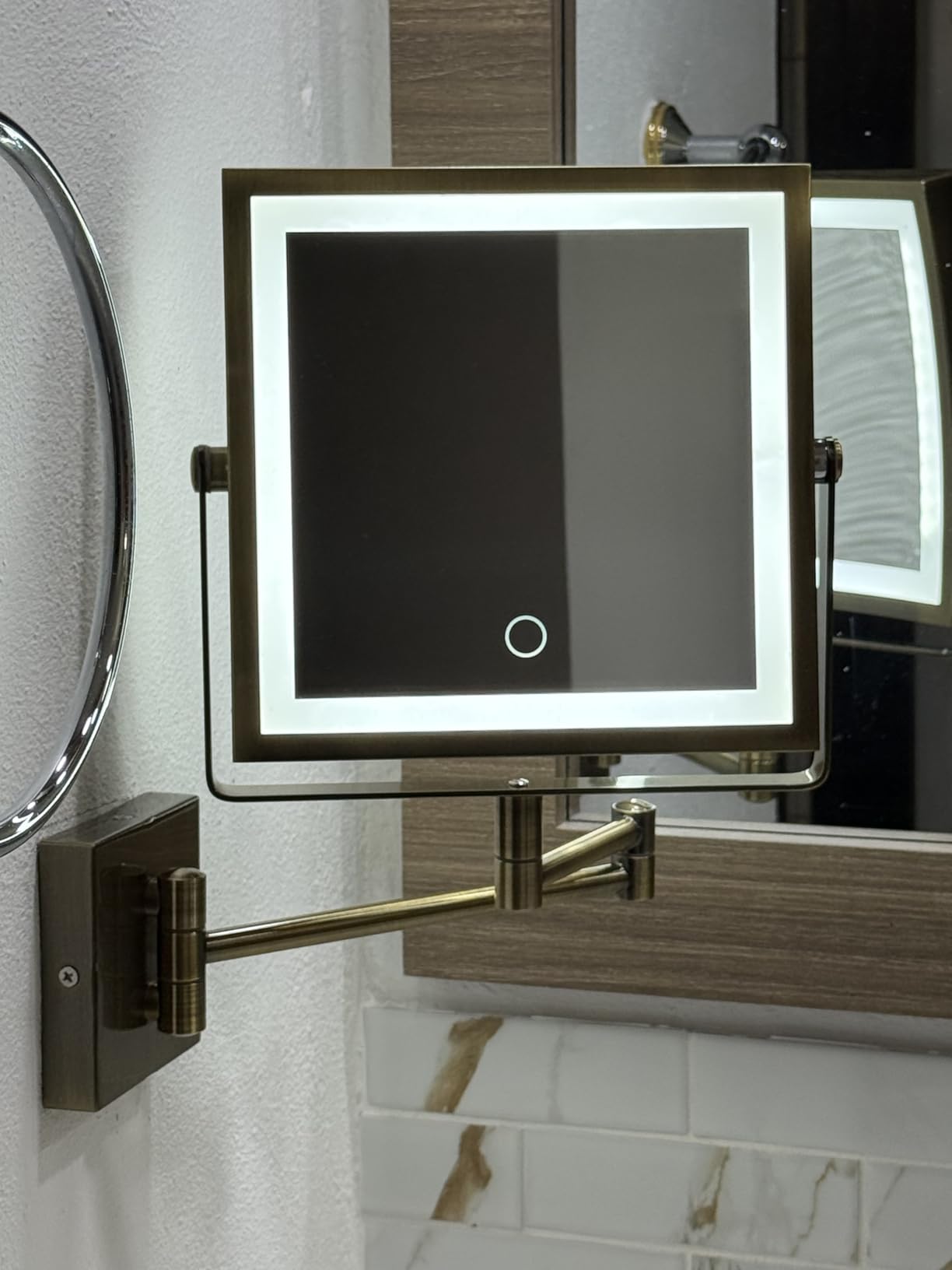 Ruacq Wall Mounted Makeup Mirror with Lights 1X/10X Dual Sided Matte Black customer photo 2