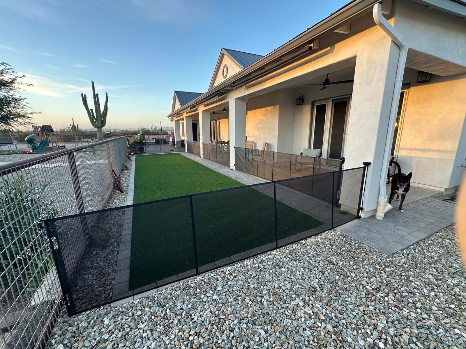 Reinforced Bottom 100 Inch Retractable Baby Gates Extra Wide Baby Gate for Large Openings, 8 ft Super Long Child Gates for Large Openings, Mesh Retractable Dog Gate for Doorways Extra Wide, Black customer photo 1