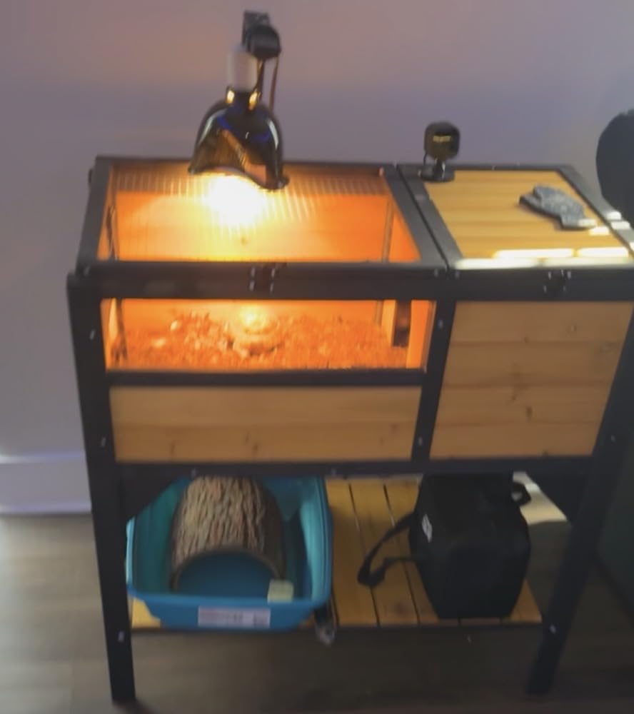 VEVOR Tortoise Habitat, Cedar Wooden Tortoise House Indoor & Outdoor, Tortoise Enclosure with Light Stand, Reptile Enclosure Small Animal Cage with Stand Legs for Gecko, Lizard, Snake customer photo 1