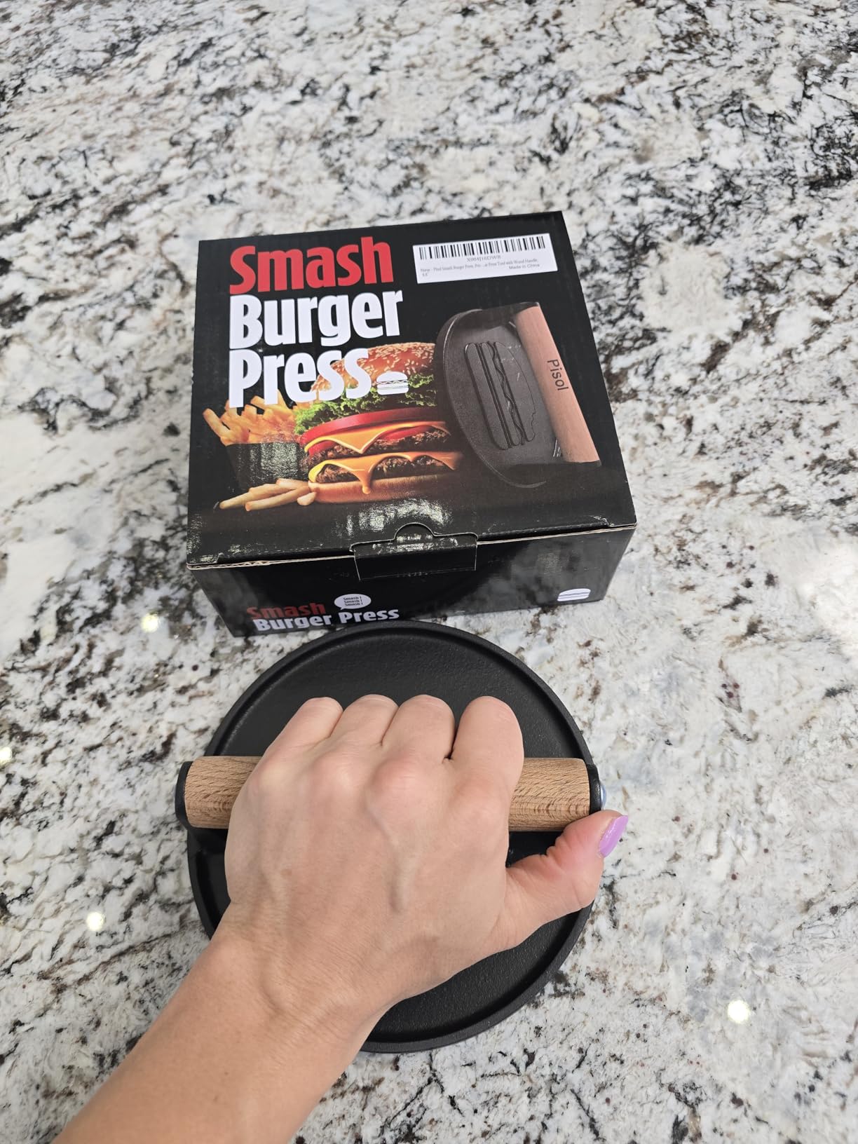 Pisol Smash Burger Press, Cast Iron Steak Weight Meat Patty Press Tool customer photo 2