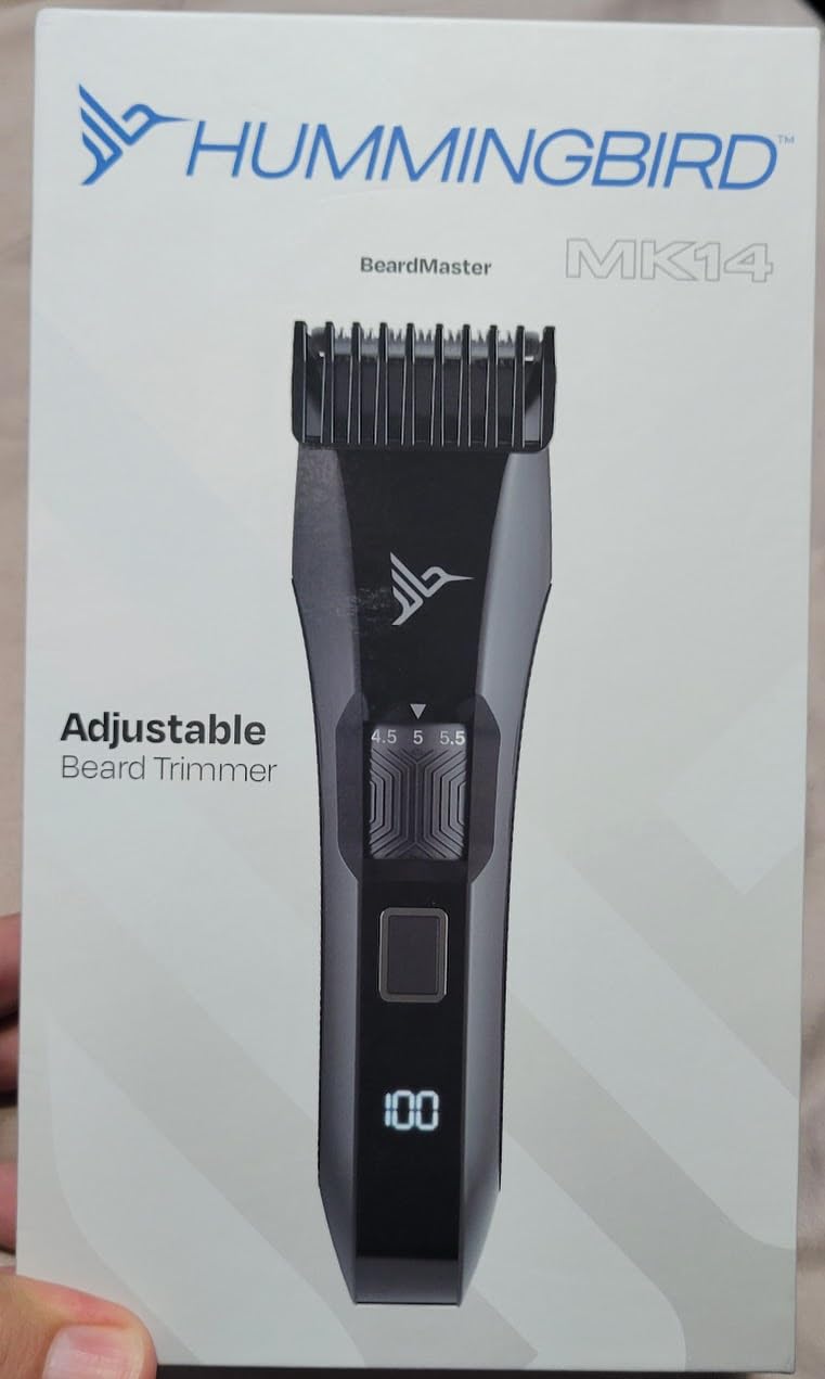 HUMMINGBIRD MK14 BeardMaster – Premium Beard Trimmer for Men, Precision Dial, Adjustable 20 Length Settings, Stainless Steel T-Blade, Cordless USB-C Rechargeable, Waterproof, LED Display, Travel Case customer photo 1