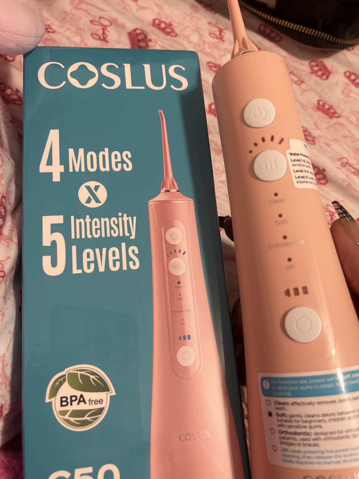 COSLUS ADA Accepted C50 Water Dental Flosser, 4 Modes 5 Power Levels, Blue customer photo 1