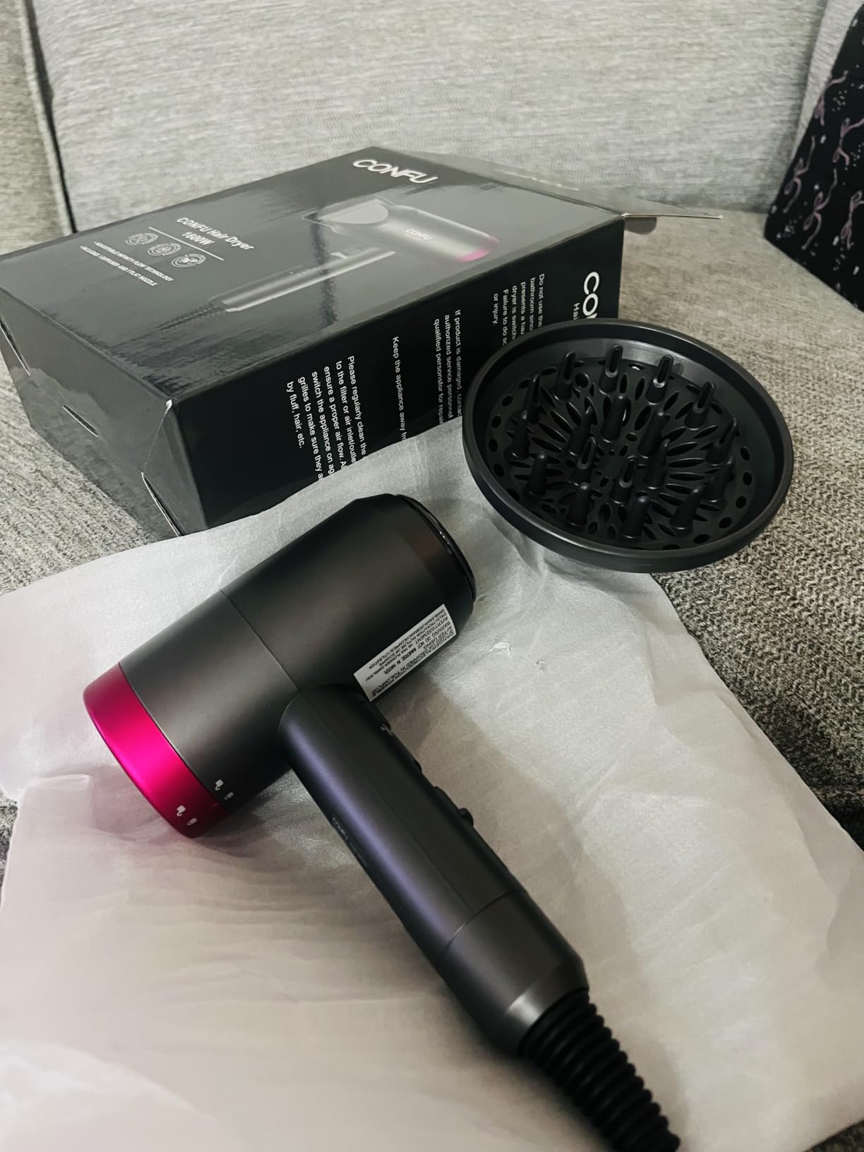 Hair Dryer, CONFU Blow Dryer with Diffuser, 21000PRM Professional Hairdryer customer photo 1
