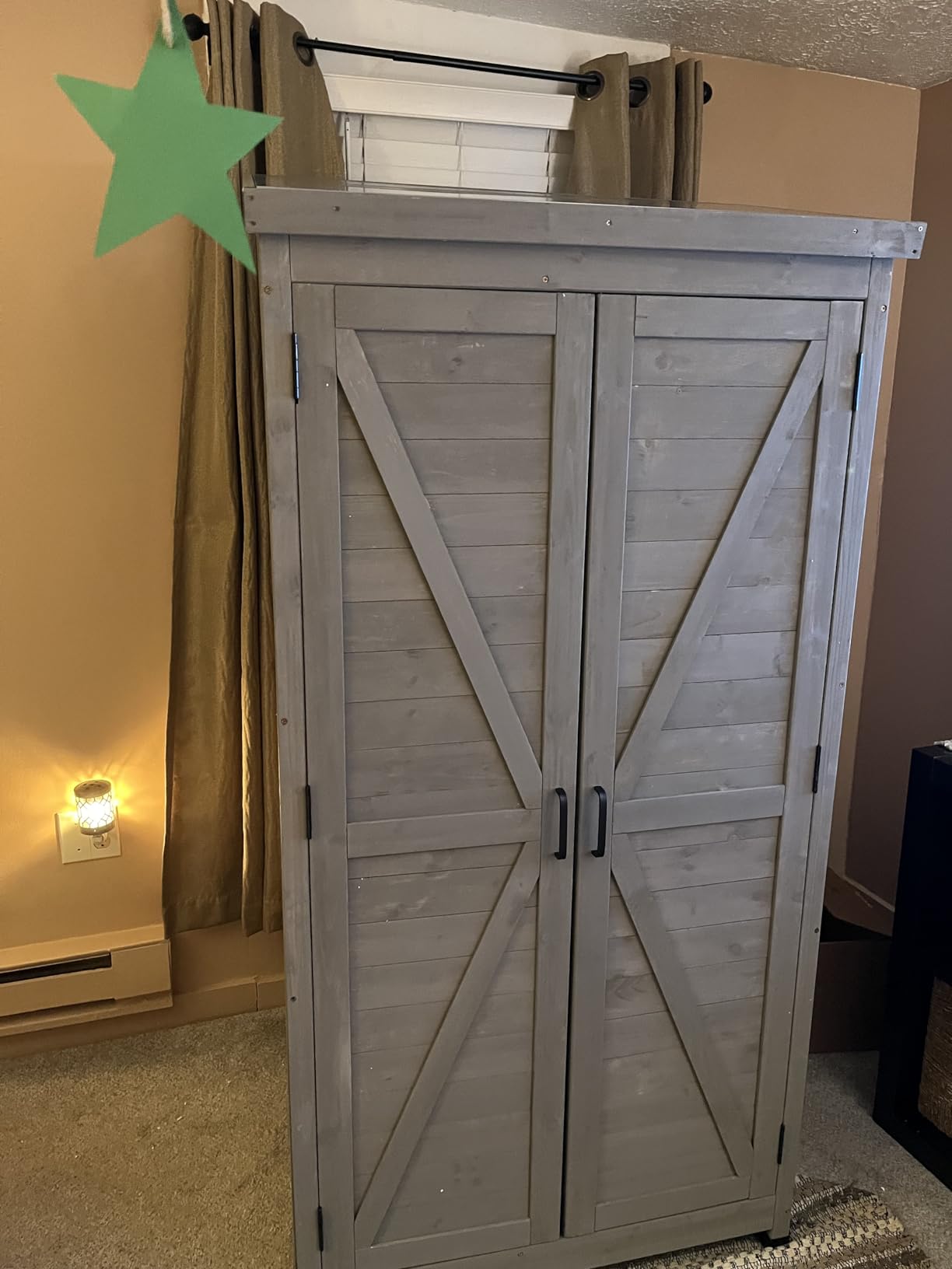 68'' Outdoor Storage Cabinet, Wooden Garden Tool Cabinet with Metal Top customer photo 1