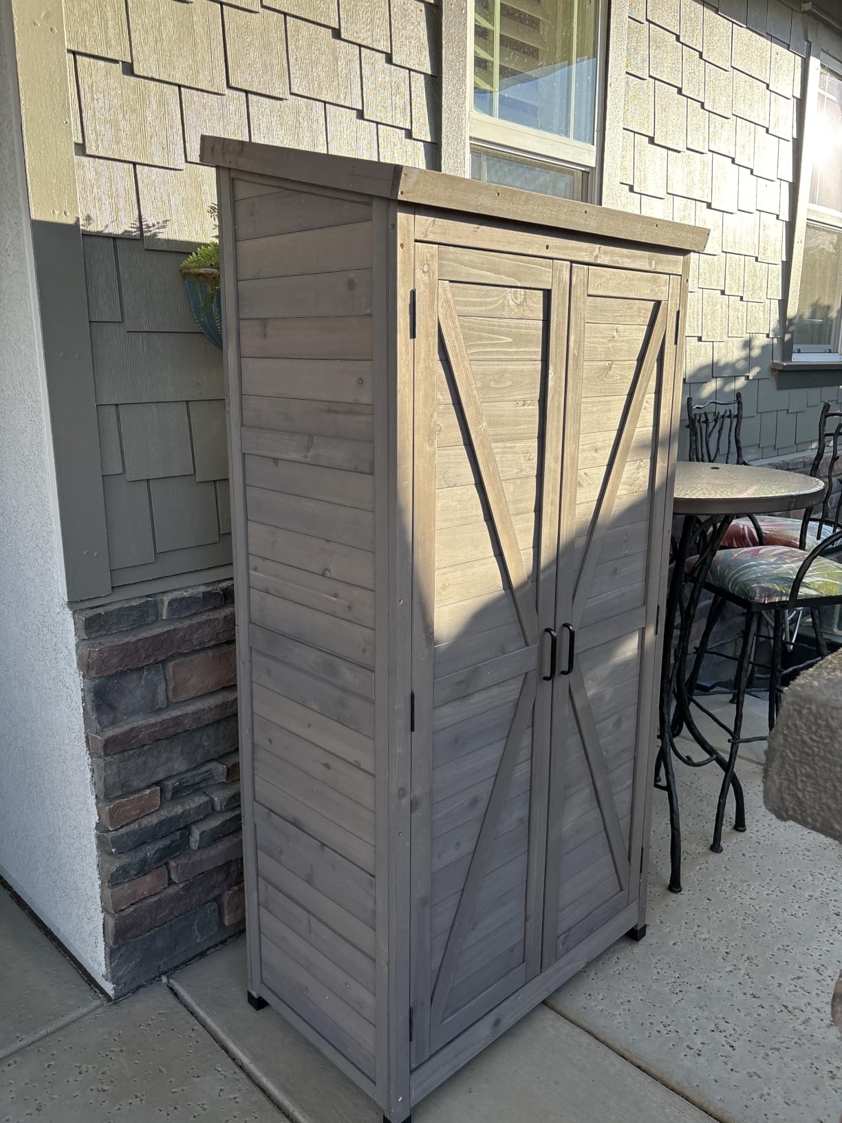68'' Outdoor Storage Cabinet, Wooden Garden Tool Cabinet with Metal Top customer photo 2