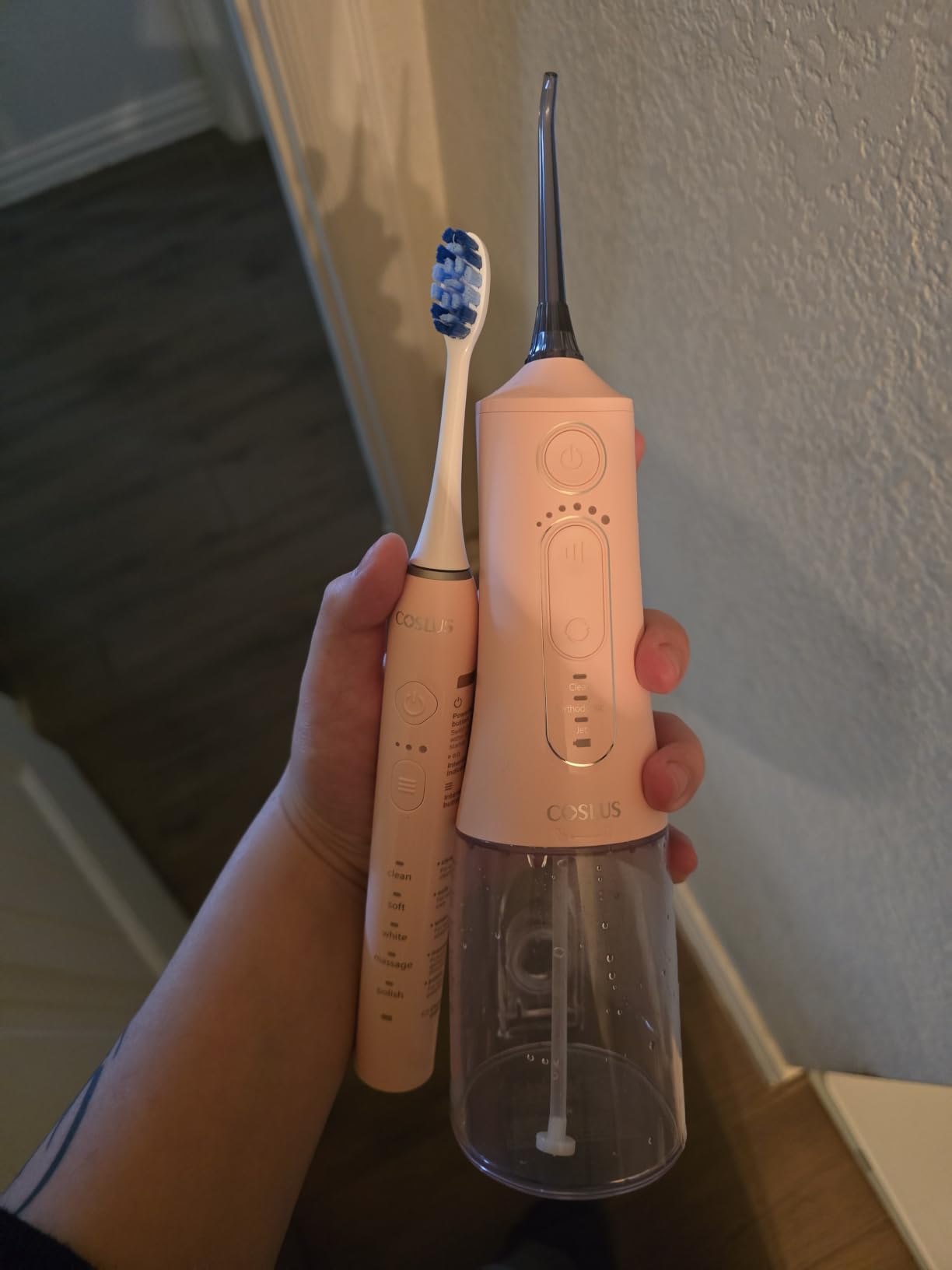 COSLUS C51C30 Water Flosser Electric Toothbrush Combo, 2-1 Oral Clean Kit customer photo 2