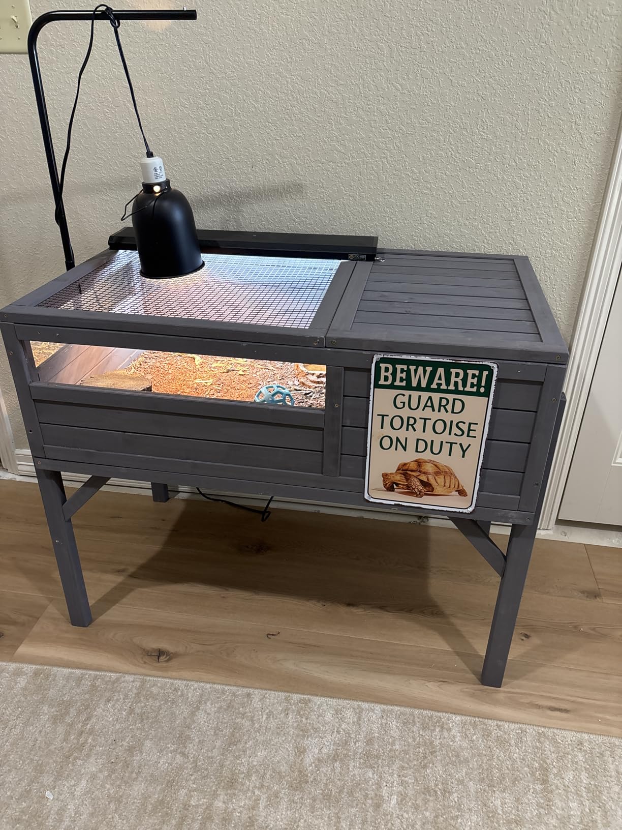 Aivituvin Tortoise Habitat Turtle Enclosure, Wooden Tortoise House Reptile Cage for Small Animals, Reptile Tank with Large Storage Shelf customer photo 1