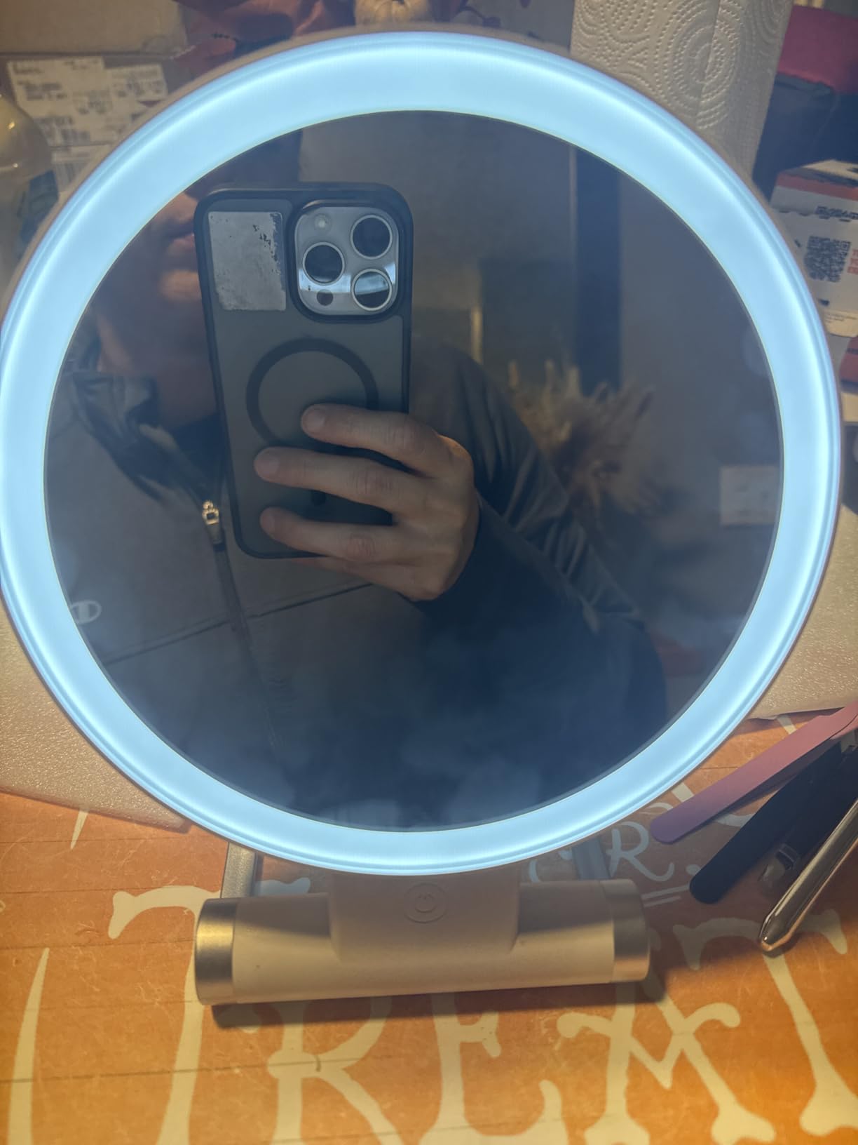 B Beauty Planet Magnifying Mirror with Light 30X, 2000mAh 1X/ 30X Magnifying Makeup Mirror with Standable Base & Tweezers, 3 Color Modes with Adjustable Brightness& Smart Display, Foldable for Travel customer photo 2
