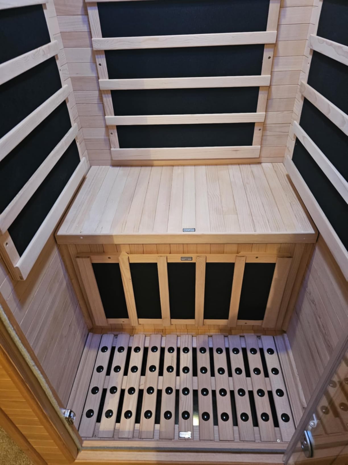 1 Person Far Infrared Home Sauna, Mini Canadian Hemlock Wood Sauna, 110V 900W, 5 Low EMF Carbon Heaters, 140°F Max, Bluetooth Speaker, 30-Min Setup, Compact Indoor Sauna, 32.3