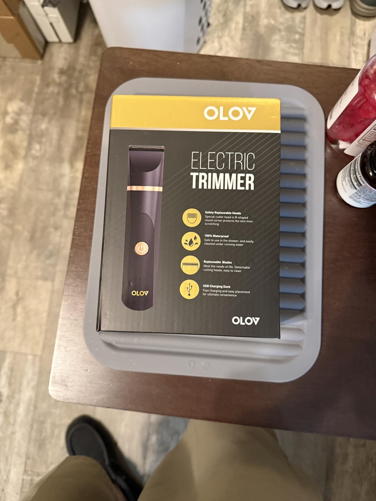 OLOV Electric Body Hair Trimmer - Groin Trimmer for Men - Bikini Trimmer Women - Wet/Dry Shaver Groomer, Replaceable Ceramic Blade Heads, USB Recharge Dock, Waterproof Hygiene Razor, White customer photo 1