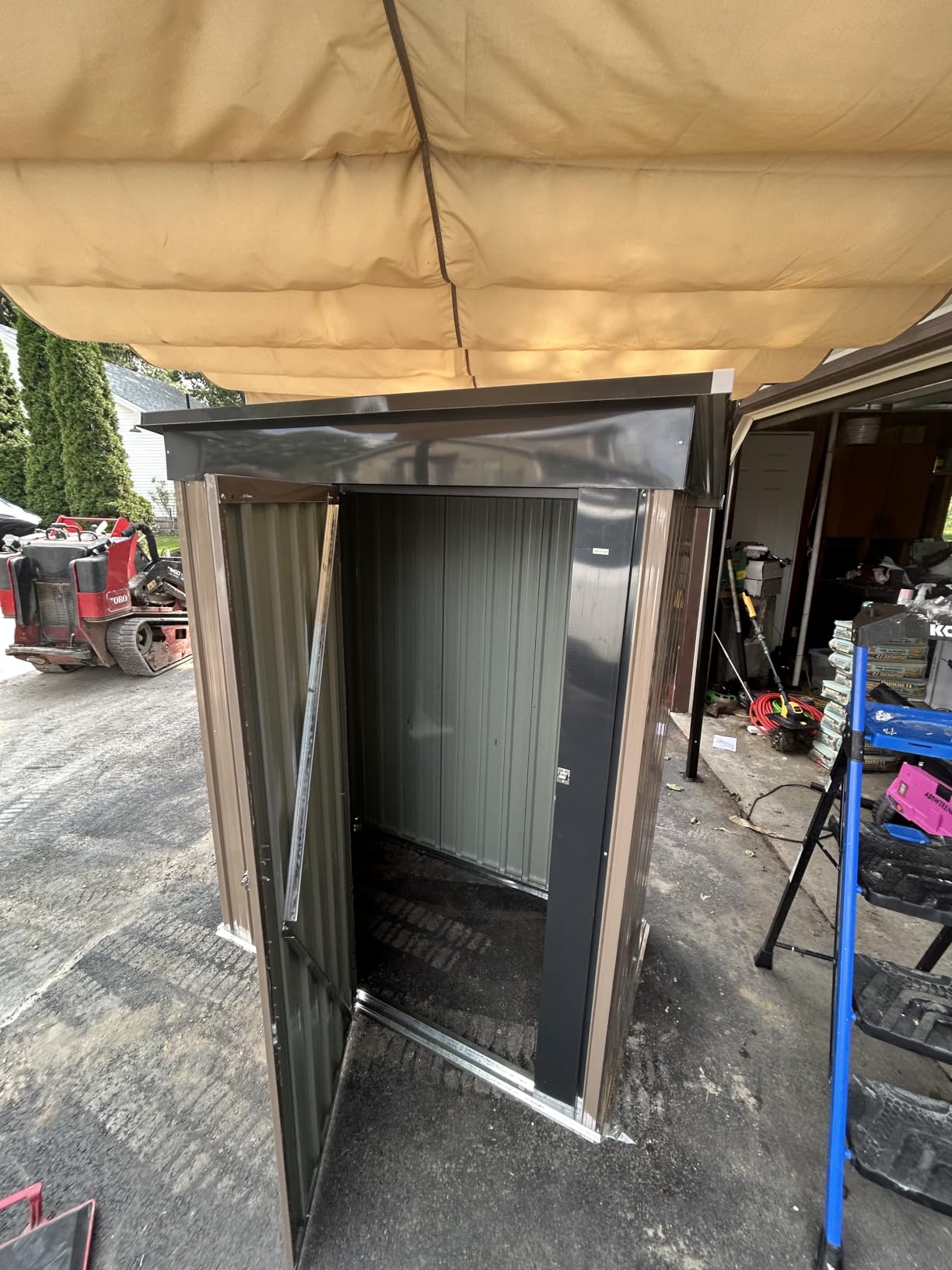 Aoxun 10x12 FT Outdoor Storage Shed with Lockable Double Door, Light Brown customer photo 1